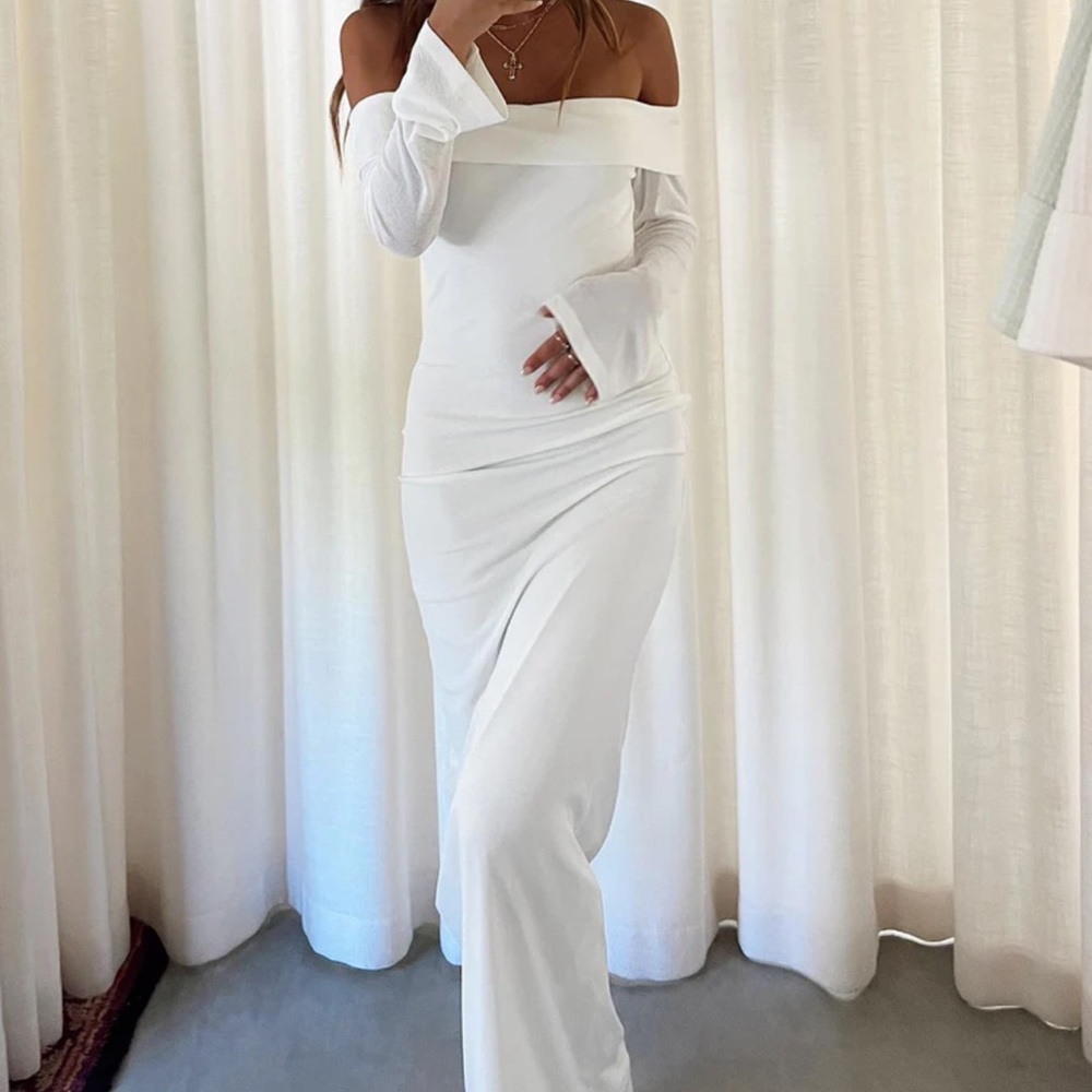 Princess Polly White Off-Shoulder Maxi Dress